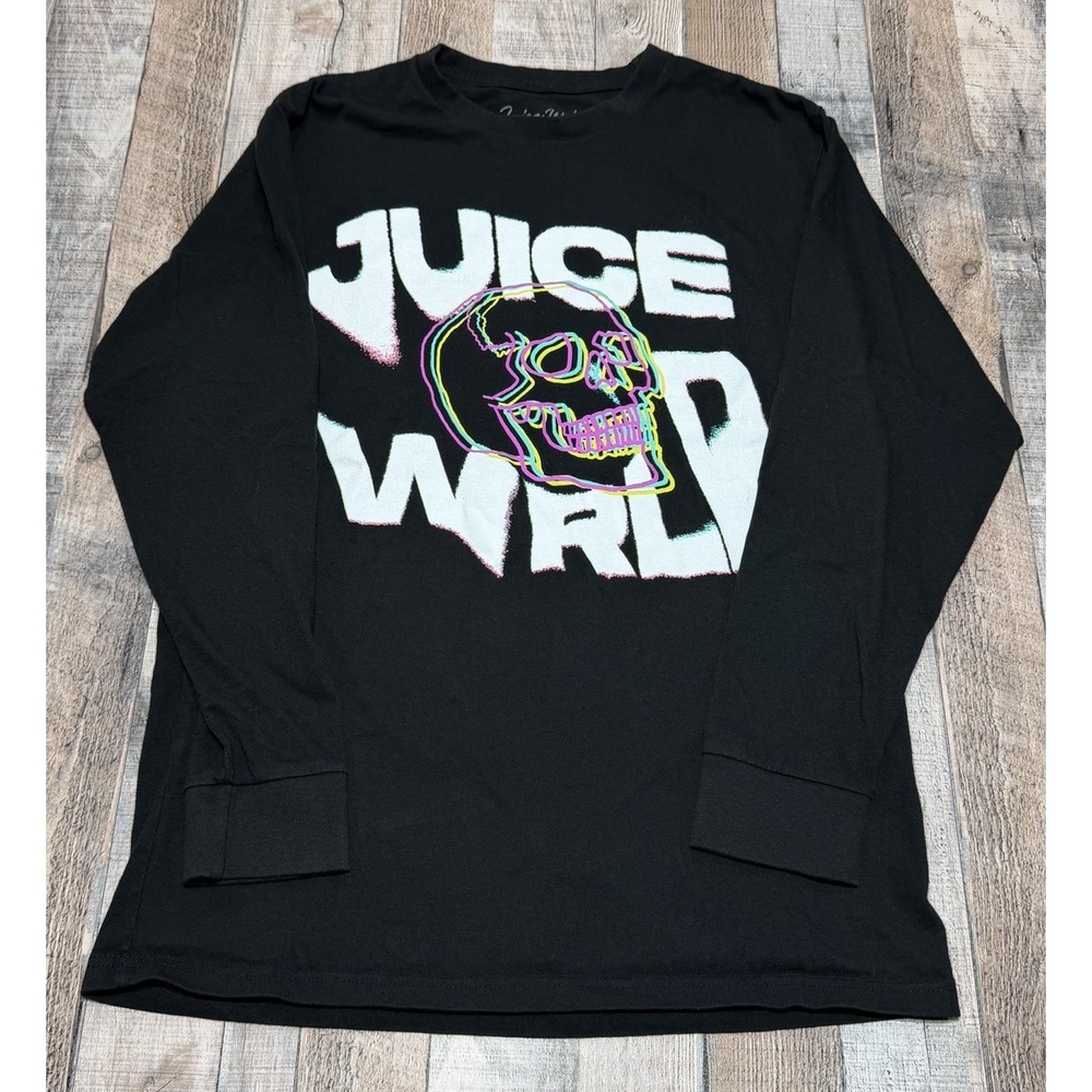Juice Wrld Long‎ Sleeve T Shirt Men Medium Black Graphic Skull Streetwear